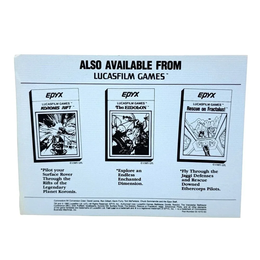 Ballblazer Commodore 64 128 Atari Lucasfilm Epyx 1985 Vintage Game Complete CIB